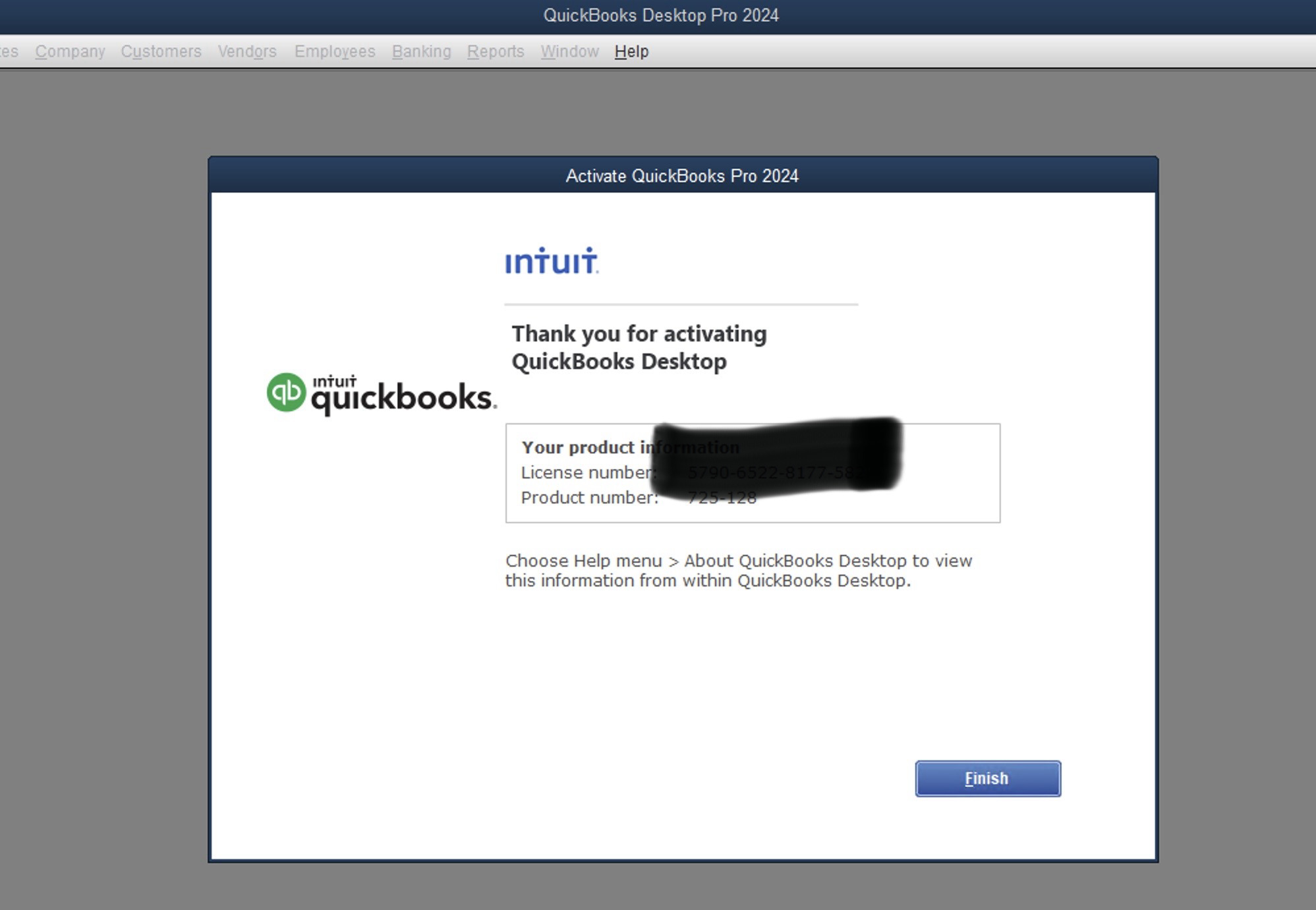 QuickBooks Desktop Pro 2024 activated and running